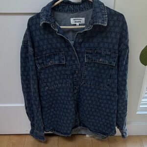 Reformation Lee Denim Shirt - Dark Blue Patterned